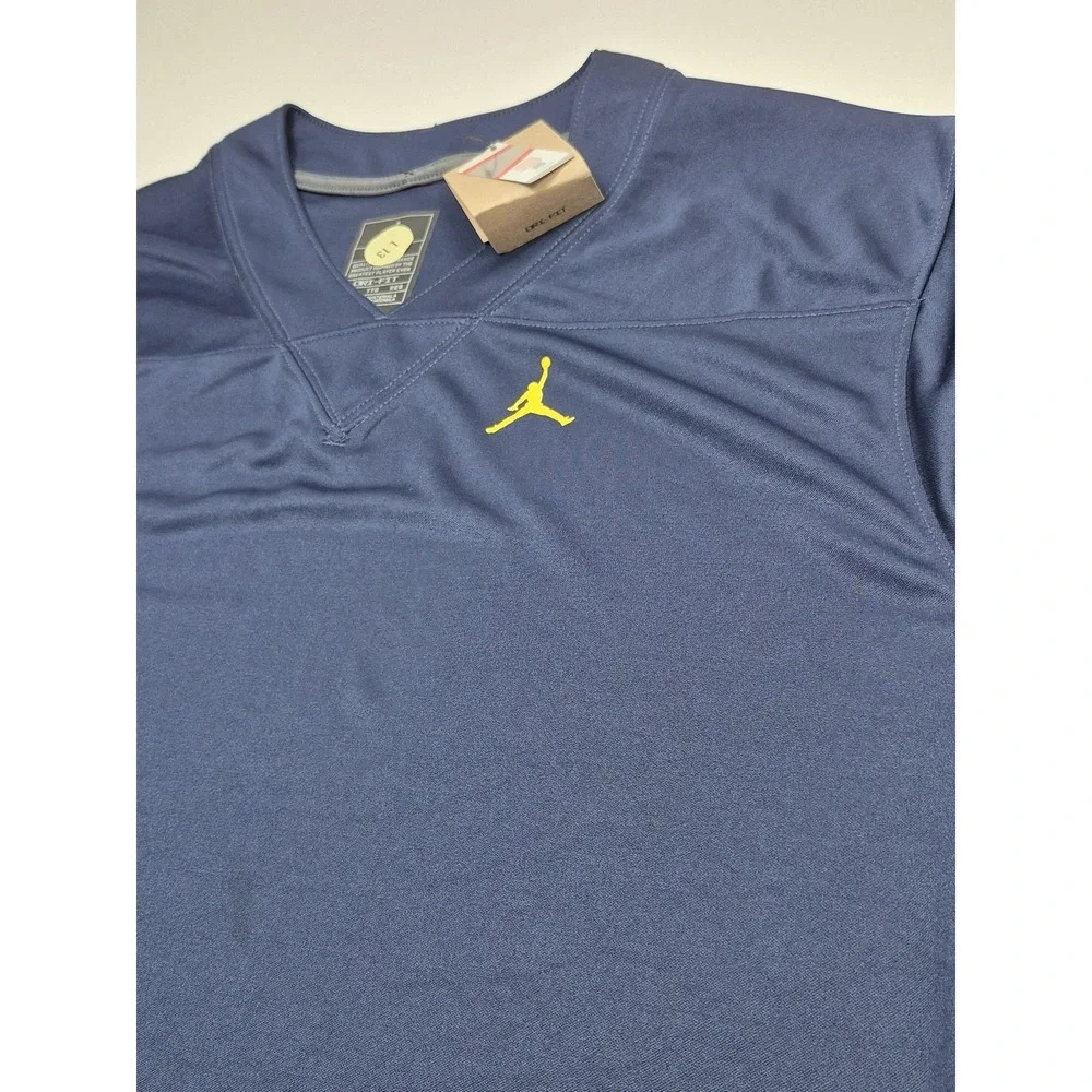 Wolverines Jordan Dri-FIT Shirt Mens 2XL Blue Short Sleeve Football Jersey